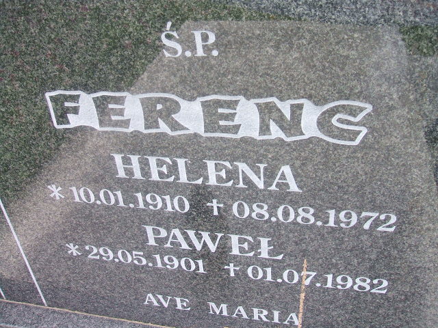 Helena Ferenc 1910 Szczawno Zdrój - Grobonet - Wyszukiwarka osób pochowanych