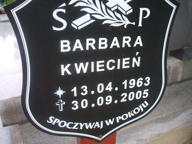 Barbara Kwiecień 1963 Szczawno Zdrój - Grobonet - Wyszukiwarka osób pochowanych