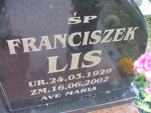 Franciszek Lis 1922 Szczawno Zdrój - Grobonet - Wyszukiwarka osób pochowanych